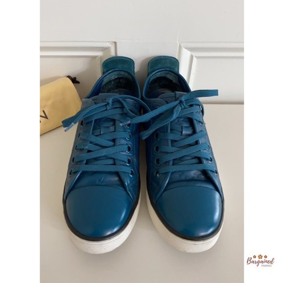 Auth Louis Vuitton Green Monogram Embossed Leather Nubuck Low Top Sneakers 36/6 - Picture 2 of 15